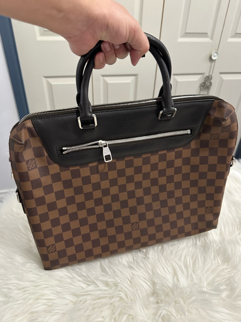 Louis Vuitton Damier Ebene Laptop Briefcase With Black Trim